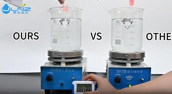 Comparison of the complete dissolution of the laundry pac